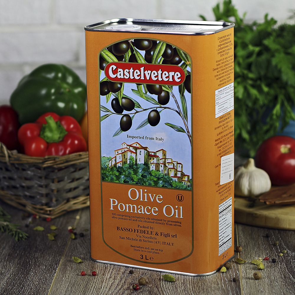 Масло оливковое рафинированное POMACE OLIVE OIL CASTELVETERE 3 л (Италия)